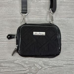 Vera Bradley On the Square Small Crossbody Black Quilted Cotton Microfiber